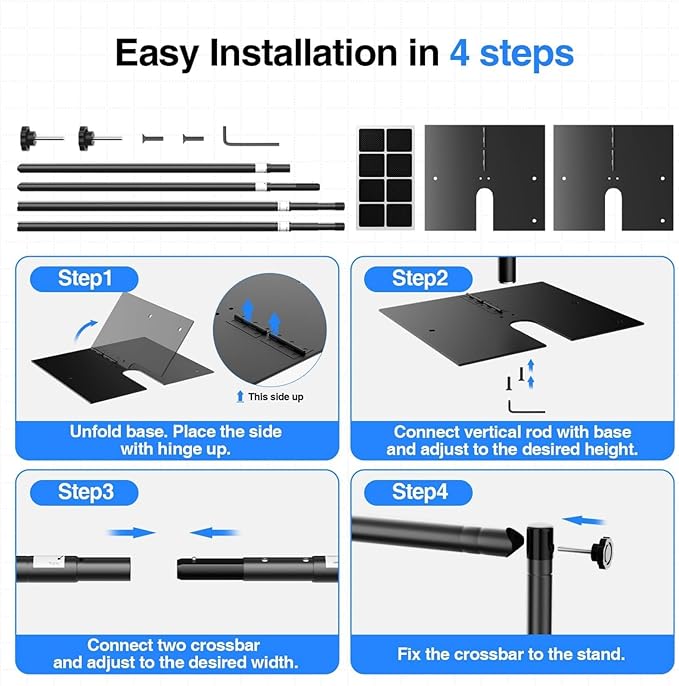 EMART Heavy Duty Backdrop Stand for Parties, 10x10 ft Pipe and Drape Adjustable Back Drop Stand Kit with Flat Base, Sturdy Photo Background Frame Diy Pole for Flower Wall Wedding Curtain