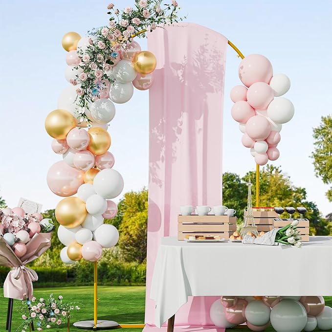 Snughome 7.2FT Arch Backdrop Stand, Gold Metal Arch Stand, Wedding Arch Frame Ideal for Balloons Flowers for Party, Wedding, Baby Shower, Holiday Decoration