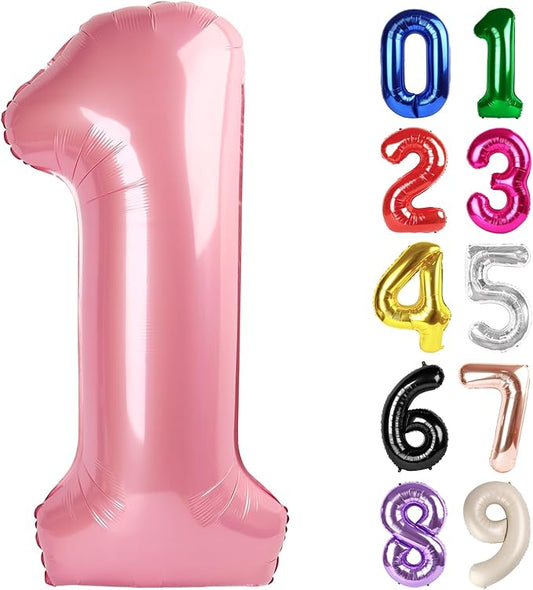 1 Balloon - Pearlescent Pink Birthday Number Balloons, 40 Inch Large Foil Balloons for Men Women Boys Girls Pearlescent Pink Themed Birthday Decorations