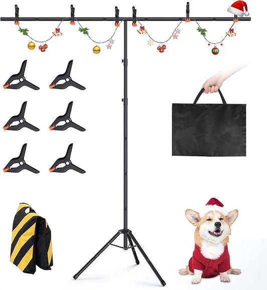 Portable T-Shape Backdrop Stand Support Kit 8x7.2ft, Adjustable Photography Green Screen Backdrop Stand for Parties, Photography Videography Studio (8×7.2Ft)