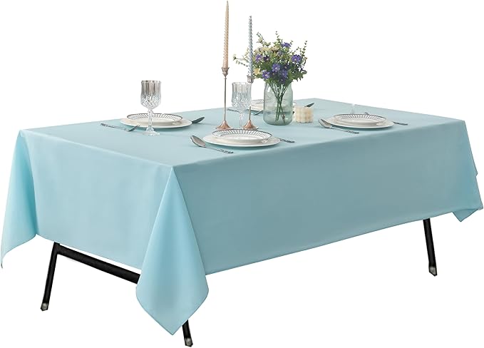 6-Pack 60x60 inch Dusty Blue Table Cloths, Solid Stain and Wrinkle Resistant Tablecloth, Premium Plain Weave Polyester Fabric Rectangle Table Linen Covers for Hotel, Banquet