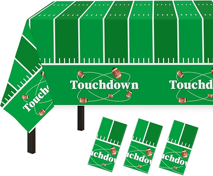 Childom Football Party Decorations,3 Pack Football Tablecloth Disposable Plastic Tablecloth 54" X 108" Plastic Table Cloth for Rectangle Tables,Birthday Party Decor,Parties Supplies for Home,Dinner