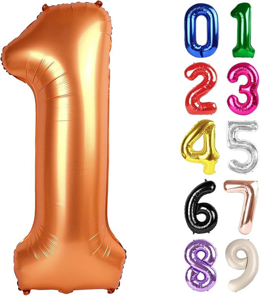1 Balloon - Orange Birthday Number Balloons, 40 Inch Large Foil Balloons for Men Women Boys Girs Orange Themed Birthday Decorations