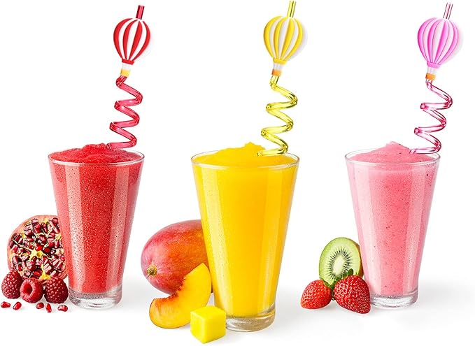 25 Hot Air Balloon Drinking Straws with 2 PCS Straws Cleaning Brush for Birthday Party Supplies Favors Girl Baby Shower Decorations