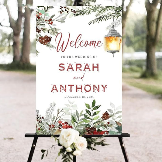 Personalized Christmas Wedding Welcome Sign, Holiday Welcome Sign, Tis the Season to be Married Sign, Winter Wedding Sign, Winter Wedding Decor, Custom Christmas Wedding Sign #1