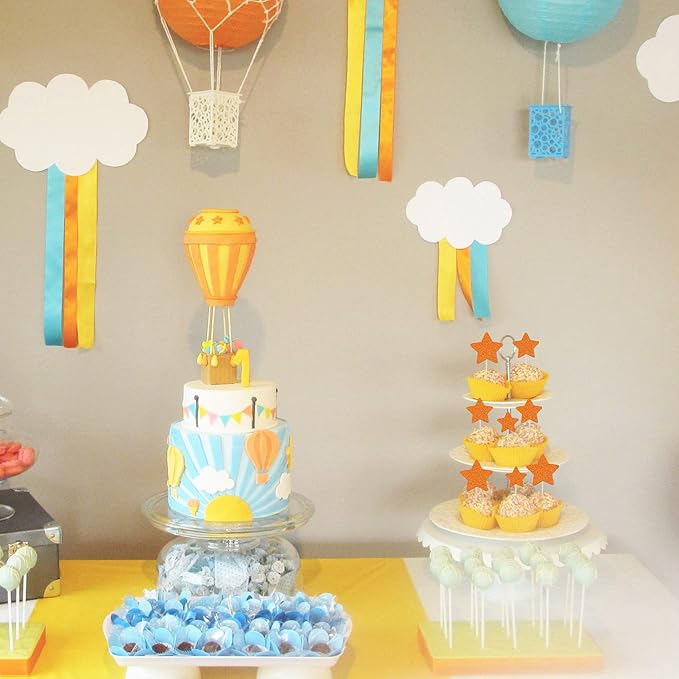 30 PCS Star Cupcake Toppers Glitter Assembled Twinkle Star Cupcake Picks Wedding Engagement Bridal Shower Birthday Party Cake Decorations Supplies Mixed Size Orange