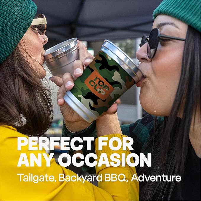 Top Cup by Ball – Reusable Aluminum Party Cups – 16oz, 30 count Camo Design | Cold-Holding, Recyclable, Made in USA
