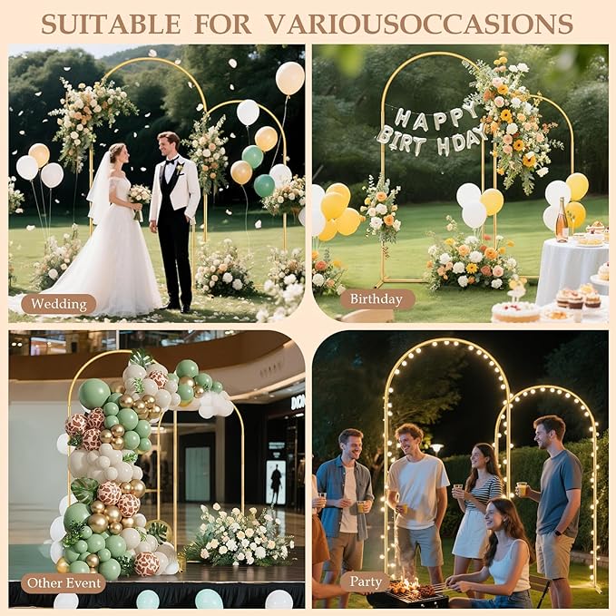 Metal Arch Backdrop Stand, 7.2FT+6FT Wedding Arch Stand, Set of 2 Backdrop Arch Stand, Metal Arch Stand for Wedding Ceremony Birthday Party Baby Shower Graduation Ceremony Decoration