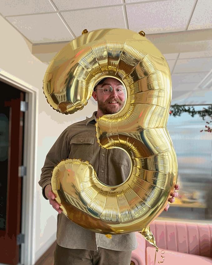 0 Balloon - Champagne Gold Birthday Number Balloons, 40 Inch Large Foil Balloons for Men Women Boys Girls Champagne Gold Themed Birthday Decorations