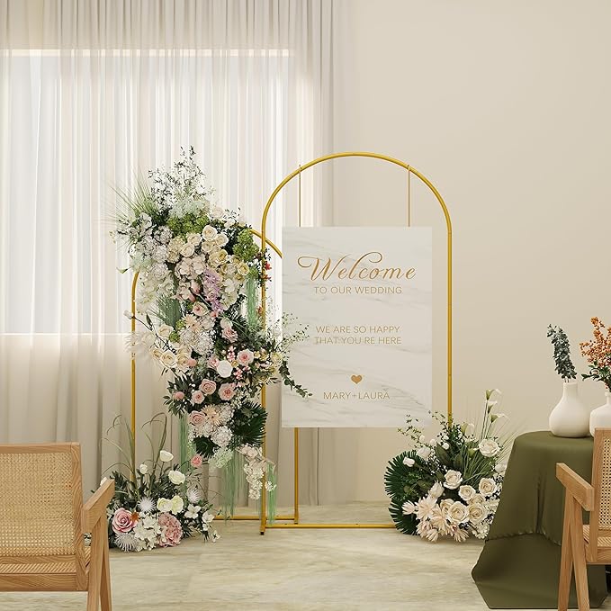 UDEAR Metal Arch Backdrop Stand Set of 2(7.2FT,6.0FT),Arch Kit for Weddings,Parties,Events,Climbing Plants,Baby Shower Photo Backdrops,Gold