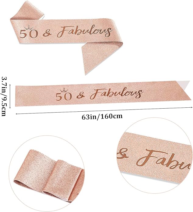 Birthday Sash and Crown Tiaras Set Rose Gold Birthday Gifts Decorations