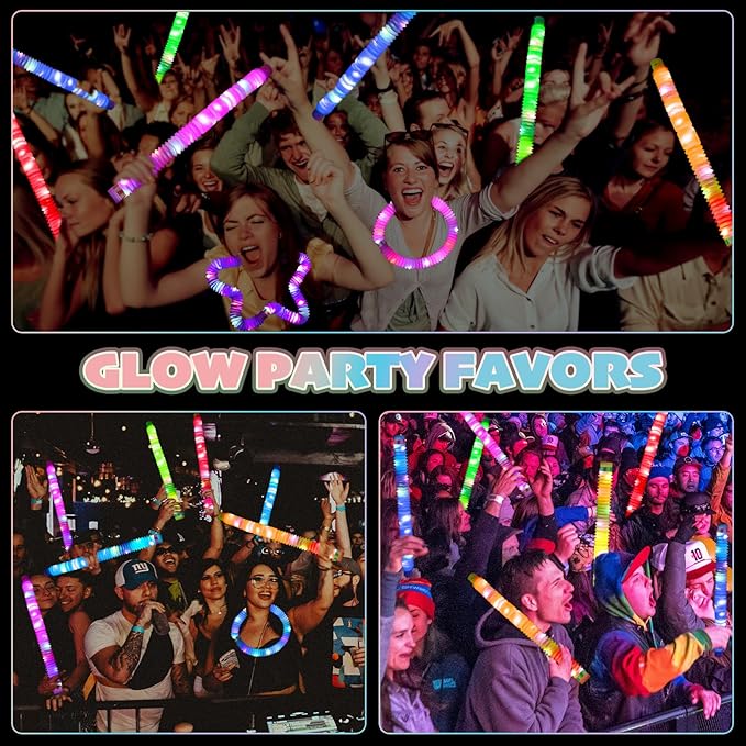 100 Pack Glow Sticks Party Favors Light Up Pop tubes Sensory Toys LED Glow Necklaces Bracelets Birthday Goodie Bag Stuffers Classroom Prizes Gifts for Boys Girls Toddlers Halloween Easter Gift