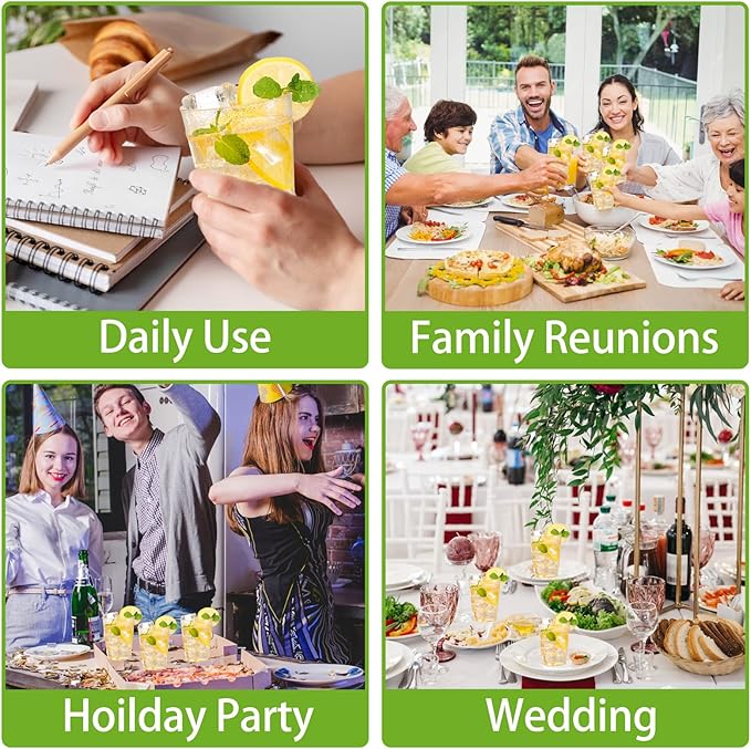 I00000 60 Pack 10oz Gold Plastic Cups, Premium Disposable Gold Glitter Plastic Cups for Martini and Cocktail,Hard Clear Disposable Cup with Gold Glitter Perfect for Fancy Wedding and Elegant Party Cup