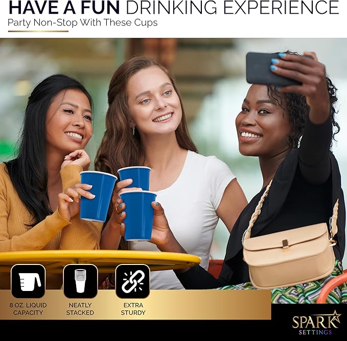 Disposable Paper Cups, 8 oz. Royal Blue Paper Coffee Cups, Strong and Sturdy Coffee Disposable Cups for Party, Wedding, Christmas, Halloween Hot Cups, Pack of 20