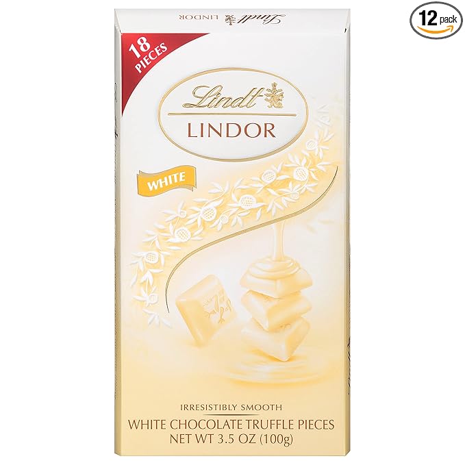 Lindt LINDOR White Chocolate Truffle Bar, White Chocolate Candy with Smooth, Melting Truffle Center, 3.5 oz. Bar (12 Pack)