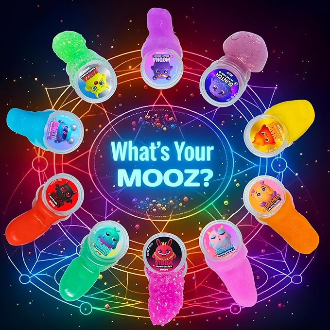Ultimate Slime Kit–10 Pack Cloud Dough, Crunchy, Butter & Jelly Mini Slimes, Non-Sticky & Scented, Kawaii Mix-Ins & Blind-Bag Charm, Sensory Party Favors & ASMR Gifts for Girls & Boys Ages 5–12, MOOZ