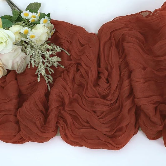 8 Pack Cheesecloth Table Runner Rustic Sheer Boho Gauze 35 x 120 Inch Centerpiece Cheese Cloth for Bridal Baby Shower Summer Spring Decorations Terracotta
