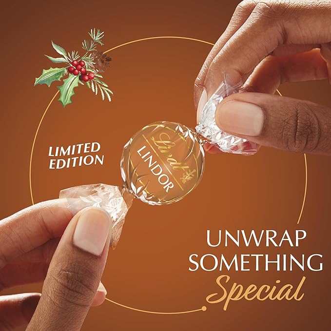 Lindt LINDOR Holiday Snickerdoodle White Chocolate Candy Truffles with Smooth, Melting Truffle Center, 8.5 oz. Bag