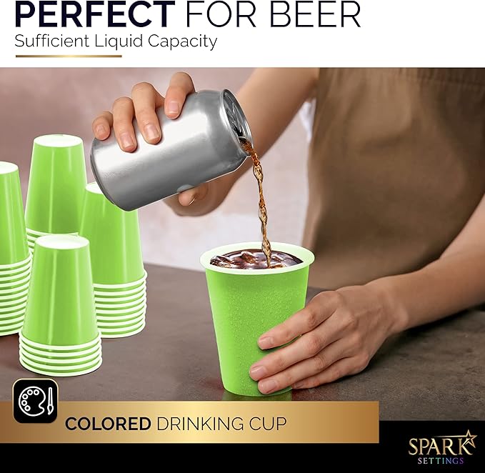 Disposable Paper Cups, 9 oz. Kiwi Paper Coffee Cups, Strong and Sturdy Coffee Disposable Cups for Party, Wedding, Thanksgiving Day, Christmas, Halloween Hot Cups, Pack of 20