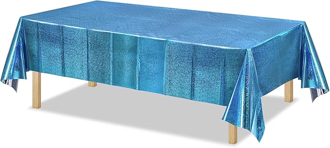 BRAVESHINE Birthdays Party Tablecloth Disposable Table Covers - Blue Plastic Rectangle Table Cloth for Boy/Girl Princess/Mermaid/Ocean/Undersea Theme Decorations - 2 Set 108" x 54"