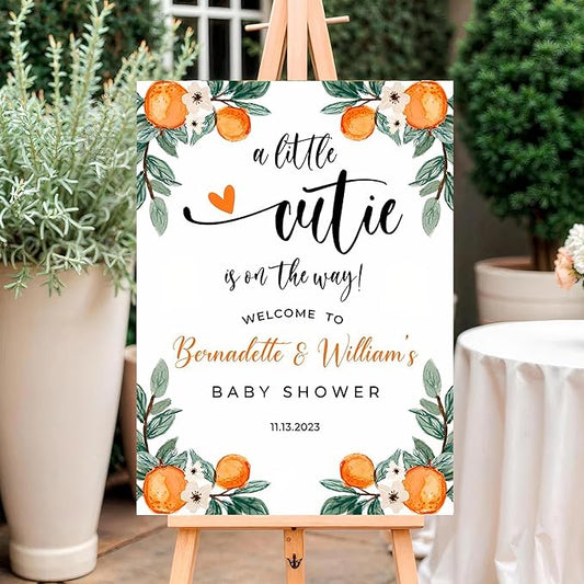 A Little Cutie Is On The Way Baby Shower Welcome Sign, Little Cutie Welcome Sign, Citrus Fruit Theme, Clementine Baby Shower Sign, Custom Orange Babies Décor #7