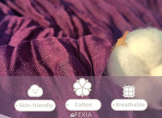 FEXIA 3 Pack Purple Table Runner 35x120 Inches for Baby Shower Decoration Gauze Rustic Table Runner for Wedding Party First Communion Centerpiece Engagement Bridal Shower Boho Decoration