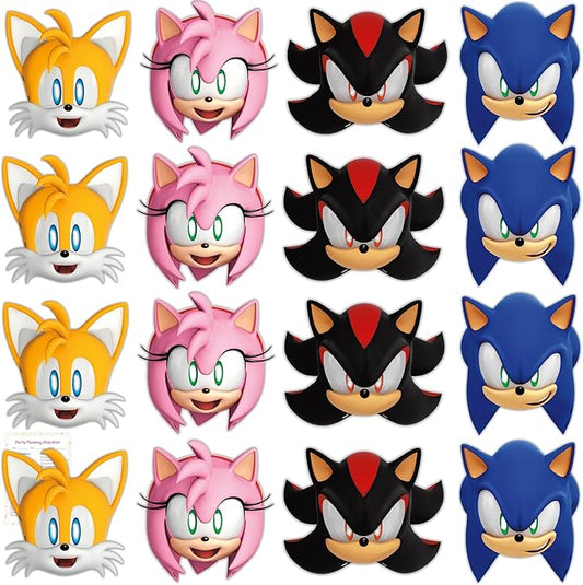Unique Sonic Party Masks | 24 Count | Fun Birthday Party Favors and Decorations | Officially Licensed | includes Checklist