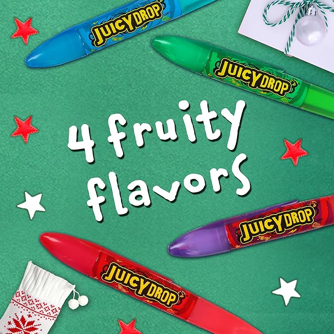 Juicy Drop Sour Candy Gel Pens – 12 Ct Full Size Candy Variety Pack, Assorted Fruity Flavors, Fun Sour Candy Party Favors & Goodie Bag Gifts for Kids, Great Stocking Stuffers & Holiday Treats