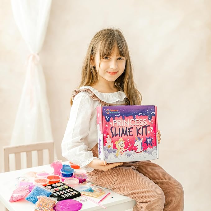 Princess Slime Kit for Girls - Water Based Colorful Premade Slime, Glow in the Dark, Glitter Powder, Ultimate Diy Pink Crystal Unicorn Kit for Girls, Ideal Gift Idea for Christmas & Holiday Ages 5-12+