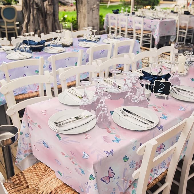 Gatherfun Butterfly Birthday Party Supplies: Butterfly Decorations with 2 PCS Disposable Plastic Tablecloths, for Kid's Birthday Party Decorations, Size 54”x 108