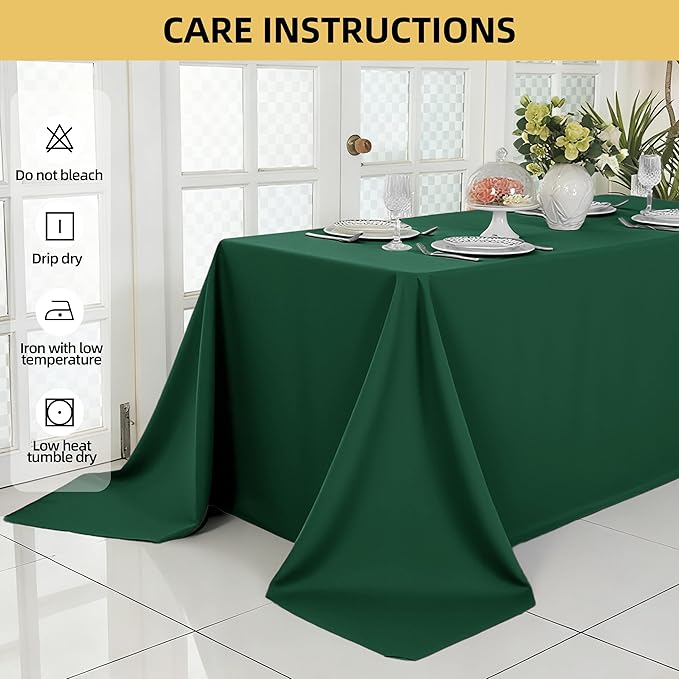 6-Pack 90x156 inch Blackish Green Table Cloths, Solid Stain and Wrinkle Resistant Oblong Tablecloth, Premium Plain Weave Polyester Fabric Rectangle Table Linen Covers for Hotel, Banquet