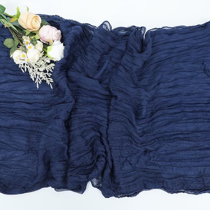 8 Pack Cheesecloth Table Runner Rustic Sheer Boho Gauze 35 x 120 Inch Centerpiece Cheese Cloth for Bridal Baby Shower Summer Spring Decorations Navy Blue