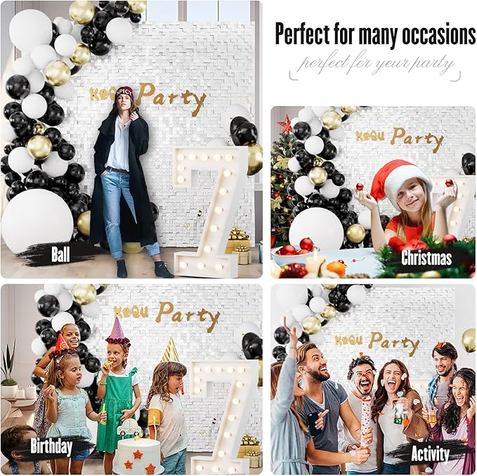 Shimmer Wall Sequin Backdrop, 48pcs Square Shimmer Wall Sequin Backdrop, DIY Party Shiny Decor for Wedding, Birthday, Anniversary, Graduation, Holiday&Home Background Supplies (White）