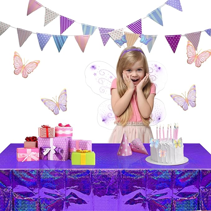 BRAVESHINE Purple Tablecloth Rectangle Table Cloth 2 Set - Plastic Disposable Party Table Covers for Birthdays/Valentines/Bridal Shower/Bachelorette/Anniversary/Engagement Party - 108" x 54"