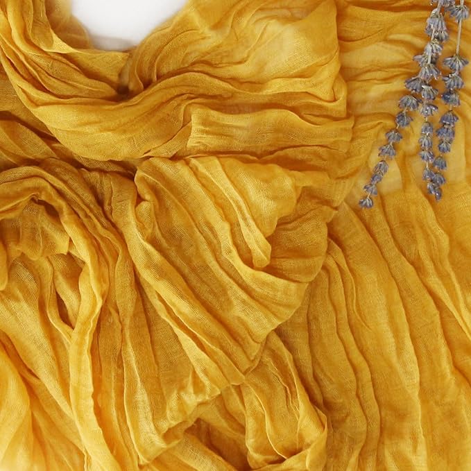 FEXIA Yellow Table Runner for Here Comes The Son Baby Shower Decor Summer Gold Cheesecloth Table Runner Baby Shower Decorations for Table Centerpiece Decorations Bridal Shower Wedding Party 10FT