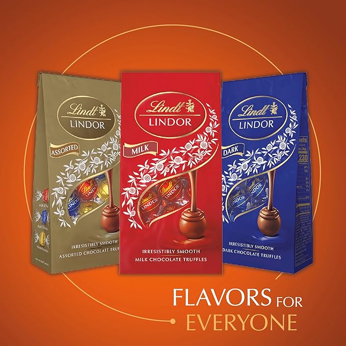 Lindt LINDOR Almond Butter Milk Chocolate Candy Truffles, Milk Chocolate Candy With Almond Butter, 25.4 oz., 60 Count