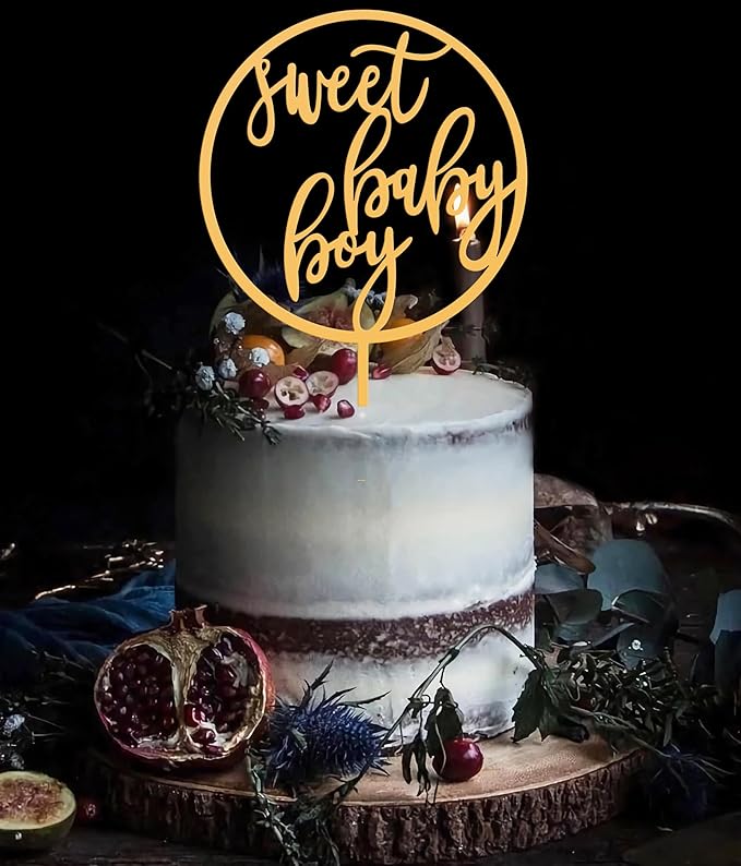 Sweet Baby Girl Cake Topper - Glitter Gold Acrylic Girl Baby Shower Cake Decorations, Gender Reveal Cake Pick (Baby Girl Gold)