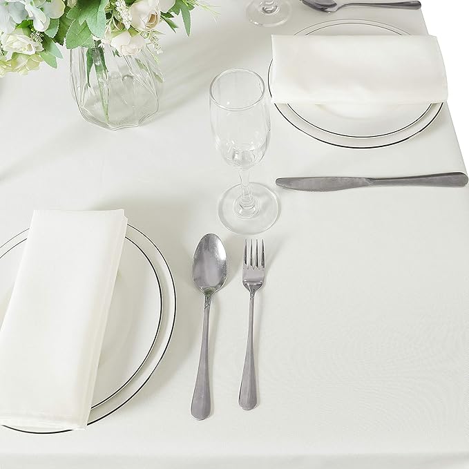 Cupuamon Square Tablecloth 52x52 inch Washable Polyester Fabric Table Cloth for Wedding Party Dining Banquet Decoration（52x52,Ivory）