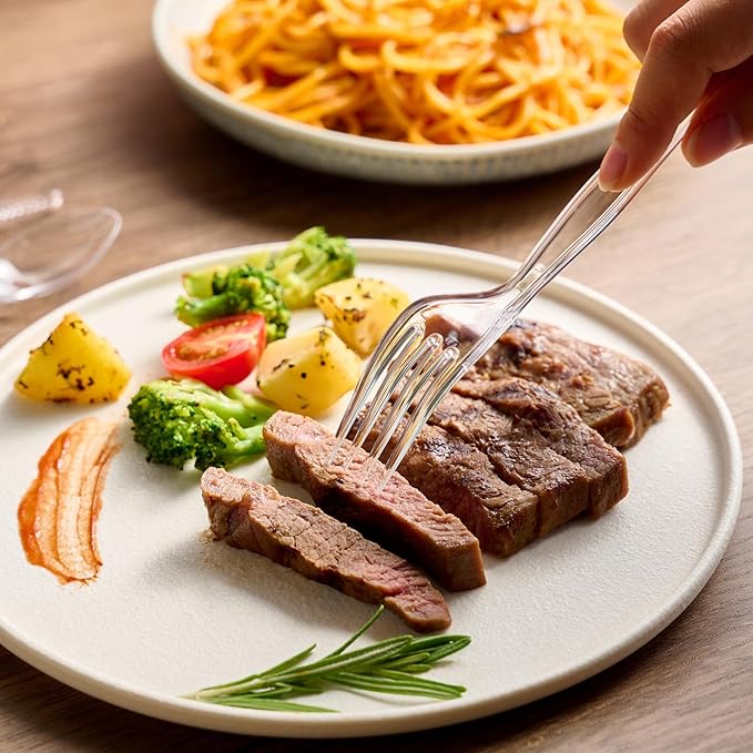 JOLLY CHEF [300 Count] Clear Plastic Forks,Heavy Duty Disposable Forks Plastic Utensils Perfect for Home, School, Party, Restaurant, Christmas or Daily use