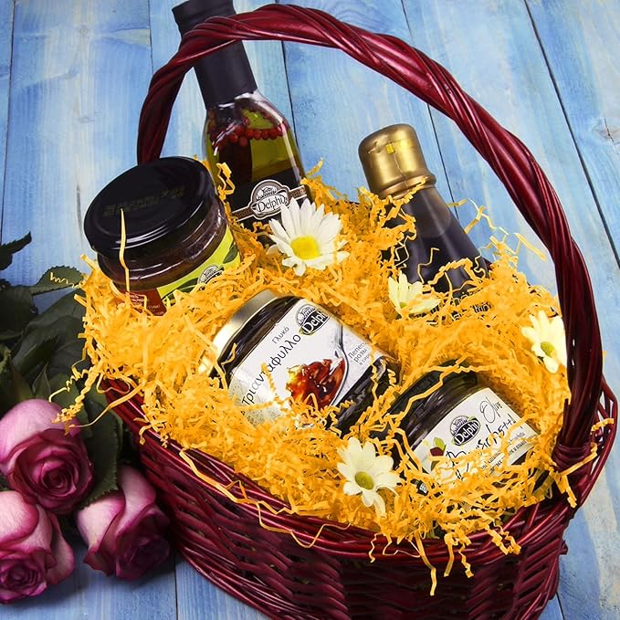 1 LB Golden Yellow Crinkle Cut Paper Shred Filler Great for Gift Wrapping, Basket Filling, Birthday, Wedding, Halloween, Thanksgiving, Christmas Day, New Year Party Decorations Filling Supplies