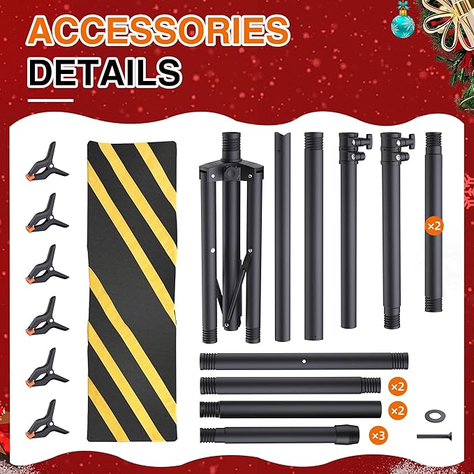 Portable T-Shape Backdrop Stand Support Kit 8x5.3ft, Adjustable Photography Green Screen Backdrop Stand for Parties, Photography Videography Studio (8×5.3Ft)