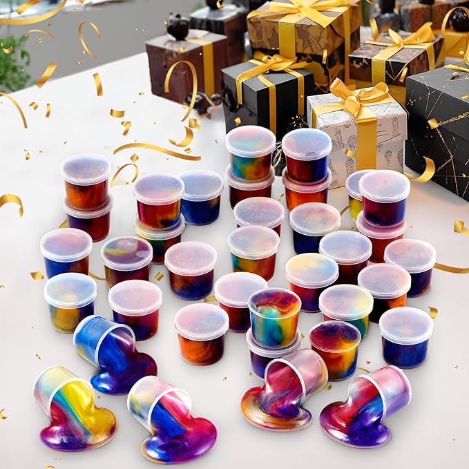 JOYIN Slime Party Favors, 36 Pack Galaxy Slime Cup - Stretchy, Non-Sticky, Mess-Free, Stress Relief, and Safe - Toys for Girls and Boys - Classroom Reward, Party Supplies