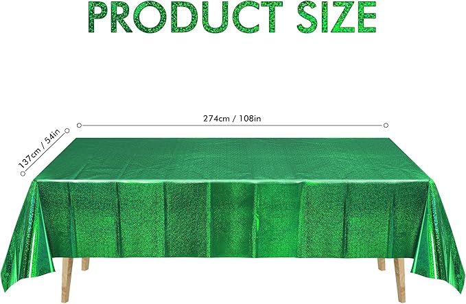 BRAVESHINE Green Table Cloth Disposable Table Covers - Plastic Rectangle Tablecloth for Christmas/New Years/St Patricks Day/Hawaiian/Luau/Dinosaur/Jungle-Theme Party Decorations - 2 Set 108x54In