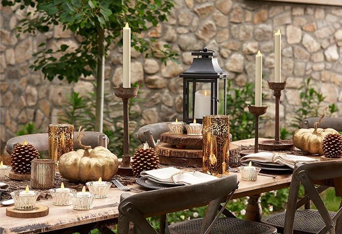 Luminara Flickering Flameless Pearl Ivory Tealights - Warm LED Light Flame Votives - Battery Operated Decor for Dining Room Table Centerpieces, Fireplace Mantel, Dinner Party, Reception - Set of 4