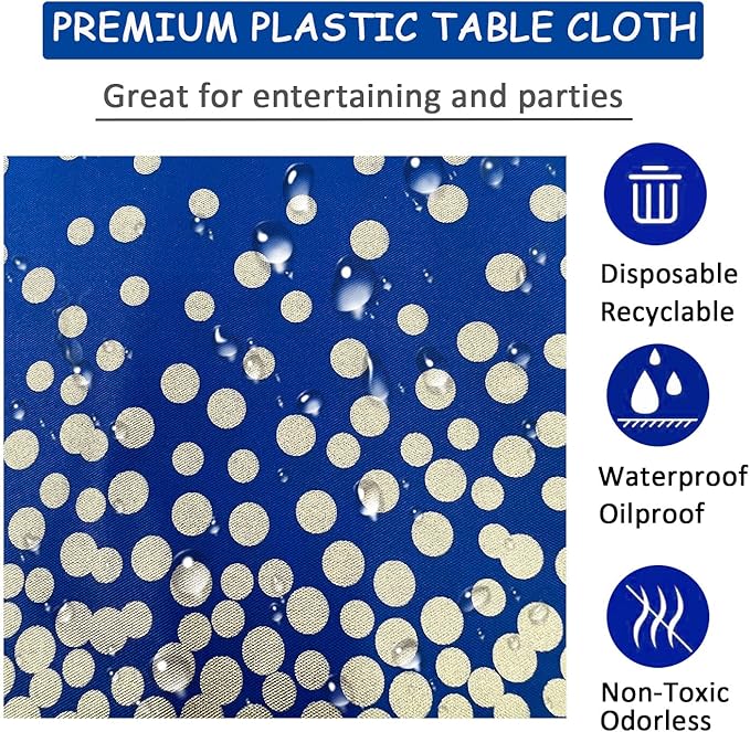 Navy Blue Birthday Party Tablecloths 2 Pcs-Birthday Graduation Table Cover, Plastic Disposable Waterproof Tablecloth, Confetti TableCover for Parties 54 x 108