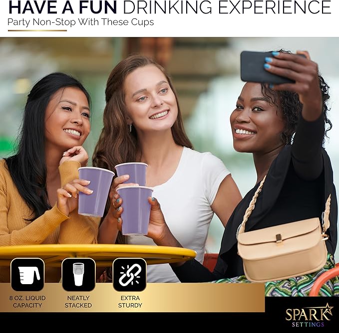 Disposable Paper Cups, 8 oz. Lavender Paper Coffee Cups, Strong and Sturdy Coffee Disposable Cups for Party, Wedding, Thanksgiving Day, Christmas, Halloween Hot Cups, Pack of 20