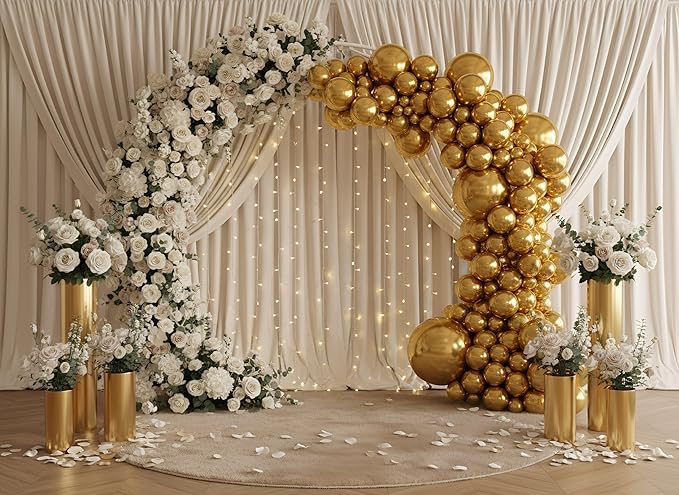 Balloon Garland Arch Kit – 146 Pcs Metallic Gold Balloons for Baby Shower, Birthday, Gender Reveal, Wedding Party – DIY Kit by Vellax™
