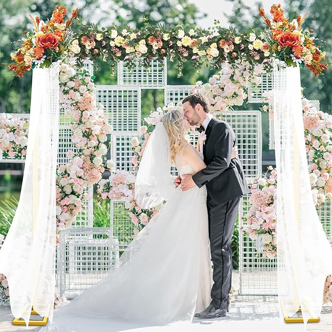 8FT x 8FT Backdrop Stand Kit - Gold Portable Adjustable Stand,Square Metal Arch Party Frame for Wedding/Baby Shower/Birthday Parties/Banquet