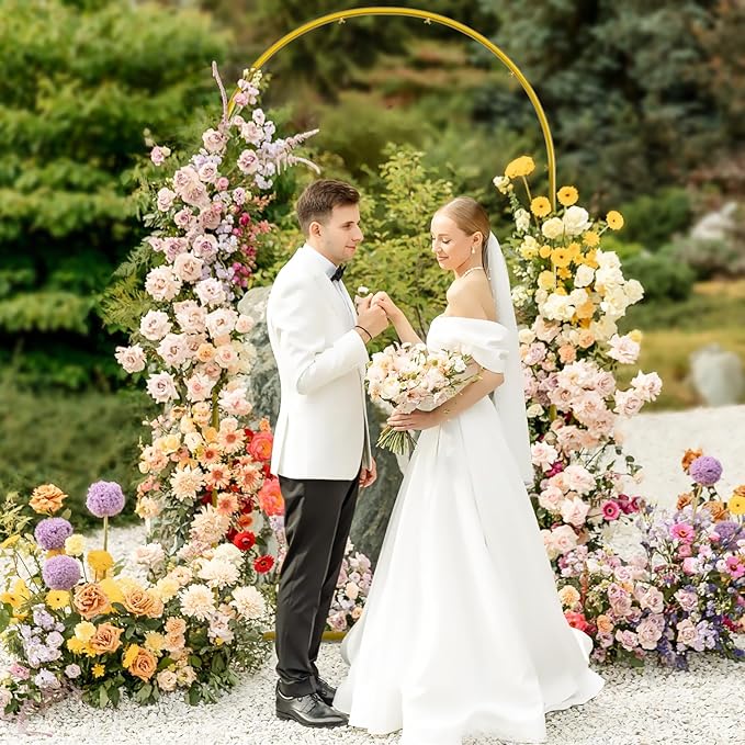 Snughome 7.2FT Arch Backdrop Stand, Gold Metal Arch Stand, Wedding Arch Frame Ideal for Balloons Flowers for Party, Wedding, Baby Shower, Holiday Decoration