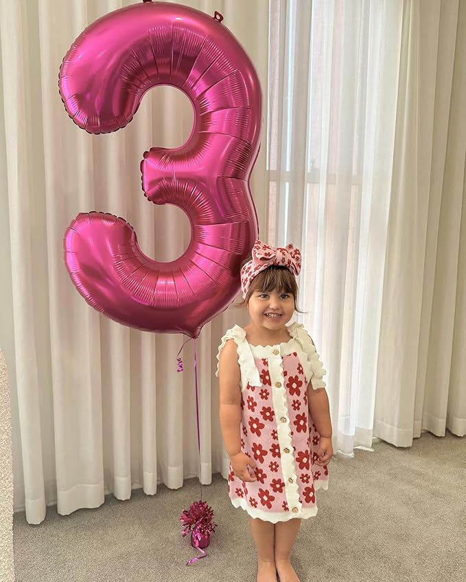 0 Balloon - Pink Birthday Number Balloons, 40 Inch Large Foil Balloons for Men Women Boys Girls Pink Themed Birthday Decorations